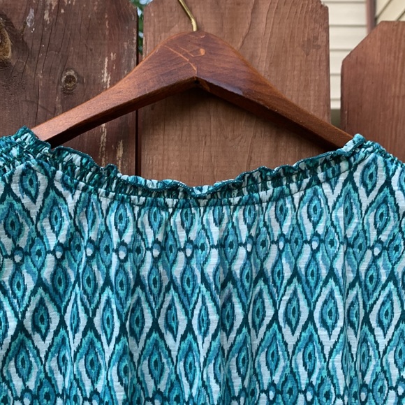 Womens Short Sleeve Geometric Tribal Peasant Top Ties Tassels Size M (8-10) - Picture 11 of 11